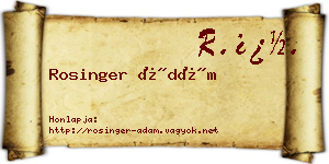 Rosinger Ádám névjegykártya
